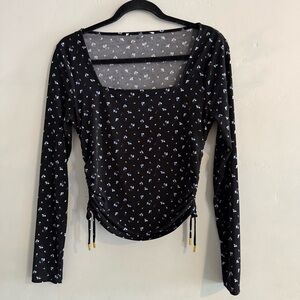 Michael Michael Kors MK Floral Jersey Ruched Sides Blouse